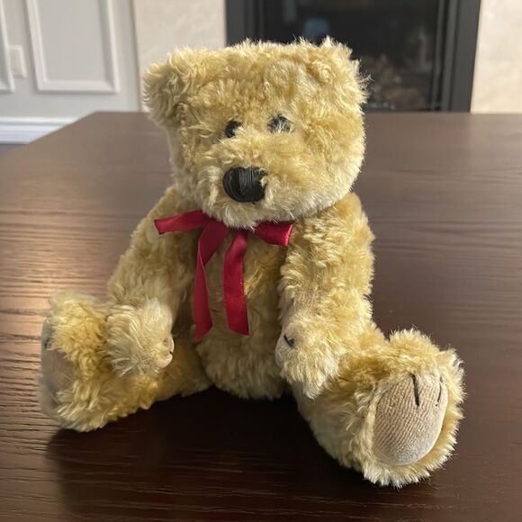 The Boyd’s Collection Tan Jointed Teddy Bear w Red Bow Excellent Condition 10” - Picture 5 of 7